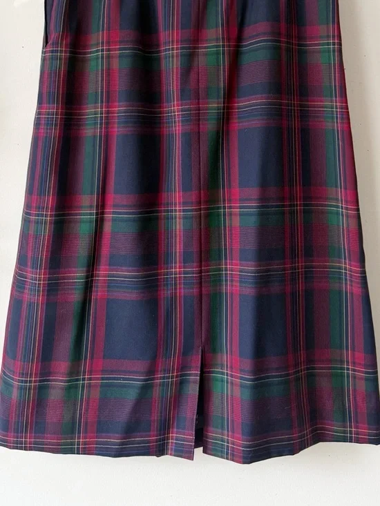 Vintage Pendleton Worsted Wool Plaid Midi Skirt Navy Red Green Pleated Size 10 - Picture 7 of 15